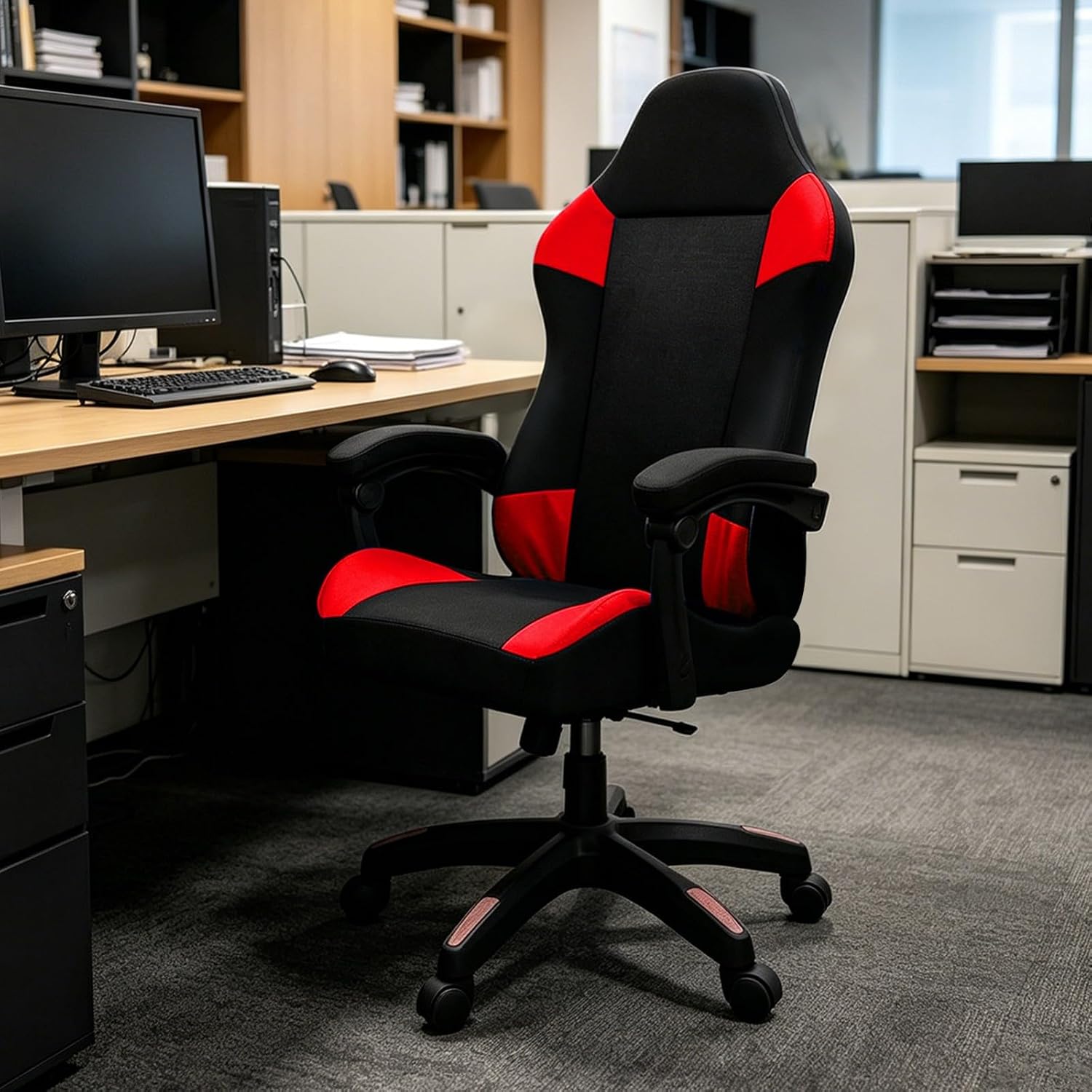 Gaming Chair Covers Only,Thick Breathable Mesh Cat Scratch Proof | Soft,Wear Resistant,Stretch Fit,Washable,Gaming Chair Seat Cover with 2Pcs Armrest Cover,Black-red
