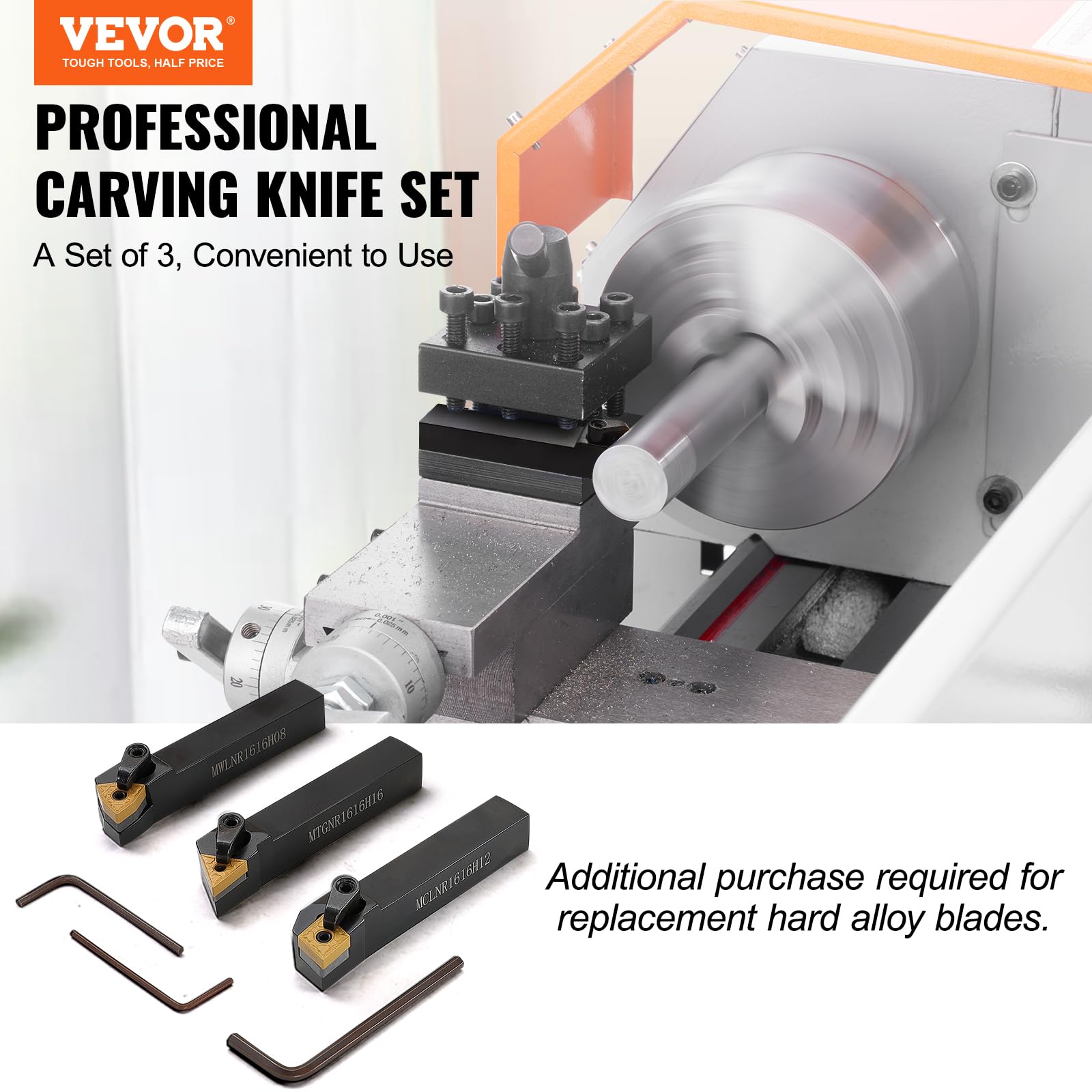 Set 3 Punte Per Tornio Con Inserti - Portautensili 5/8" Per Lavorazioni Di Precisione A Sinistra - Kit Completo Con 3 Inserti In Metallo Duro - Foto 7