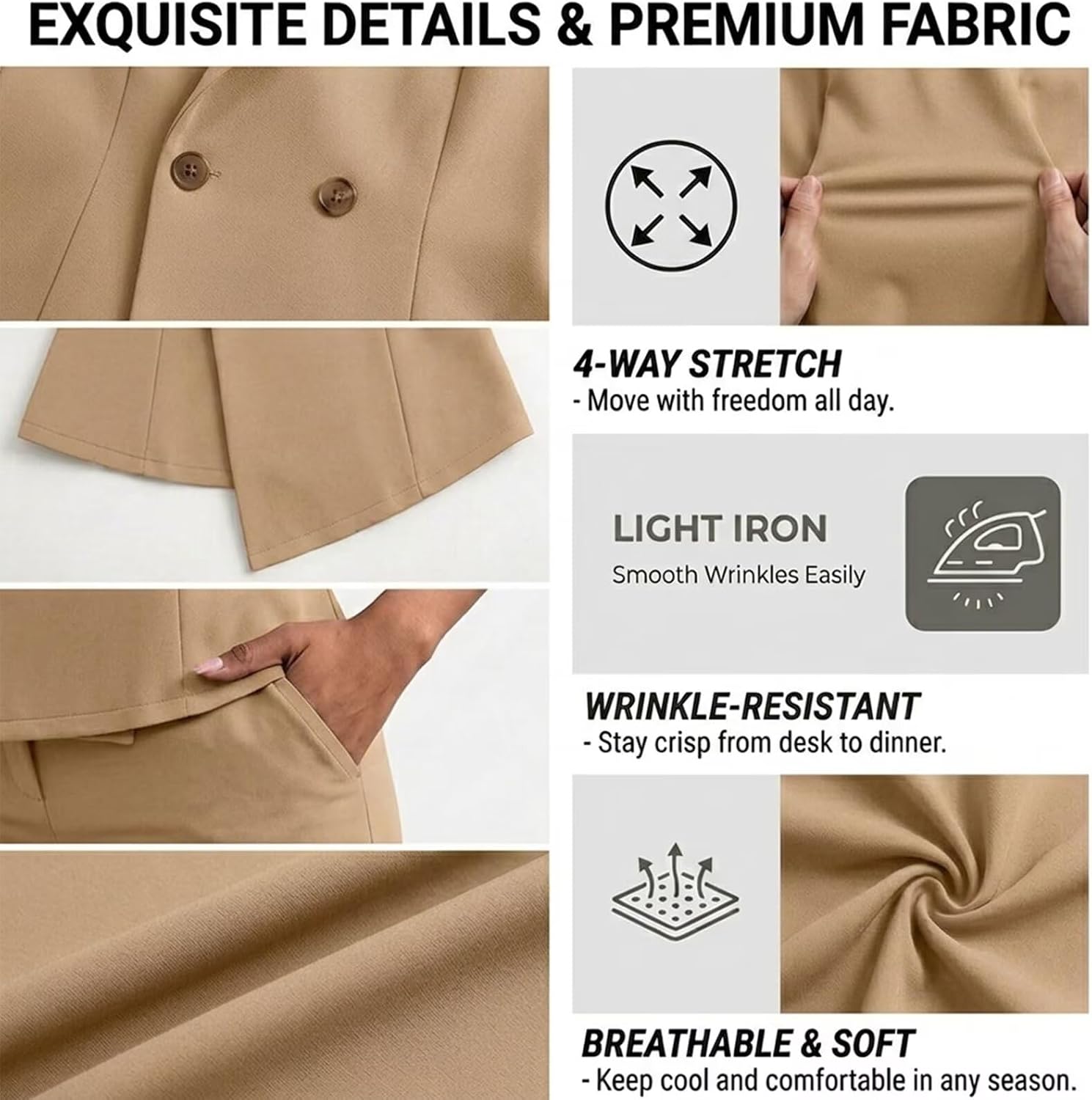 Kafiloe Pant Suits for Women Dressy 2 Piece Business Casual Outfits image 4