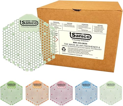 Sanico Herbal Mint - Ambientador de aire de 30 días y desodorante de orinario con tecnología enzimática, 10 por caja