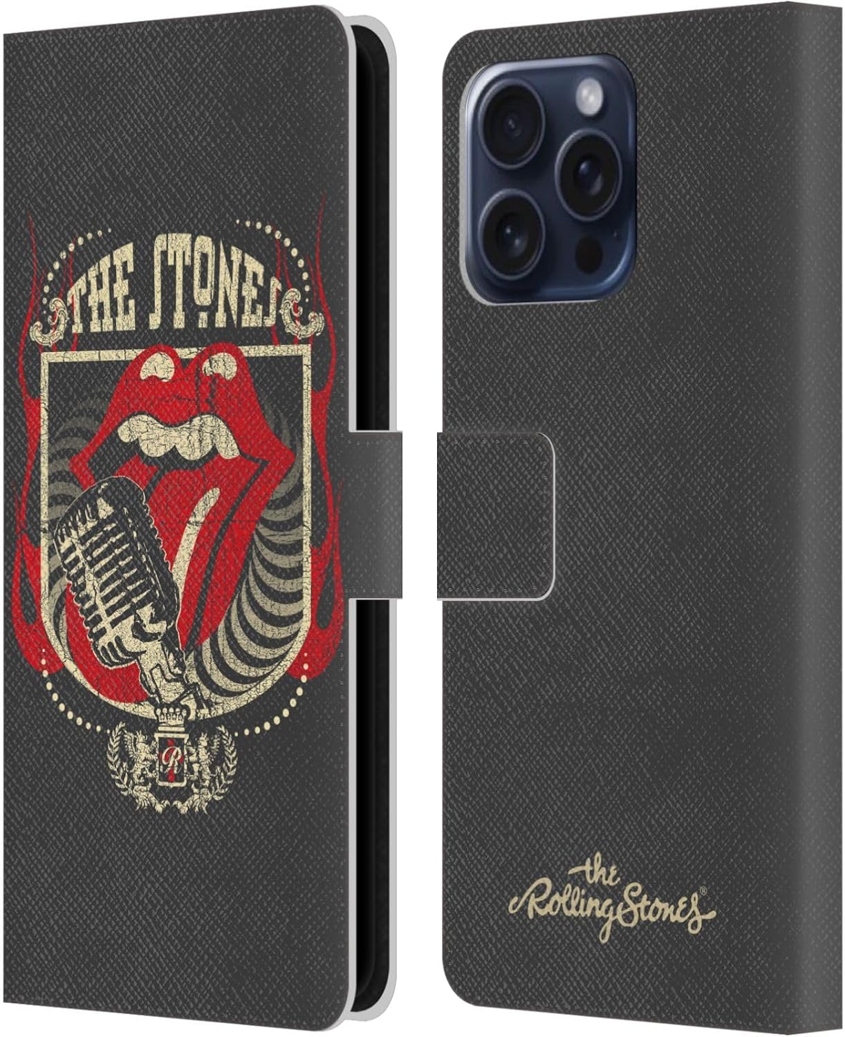 Head Case Designs Officially Licensed The Rolling Stones Tongue Classic Key Art Leather Wallet Case Compatible with Apple iPhone 15