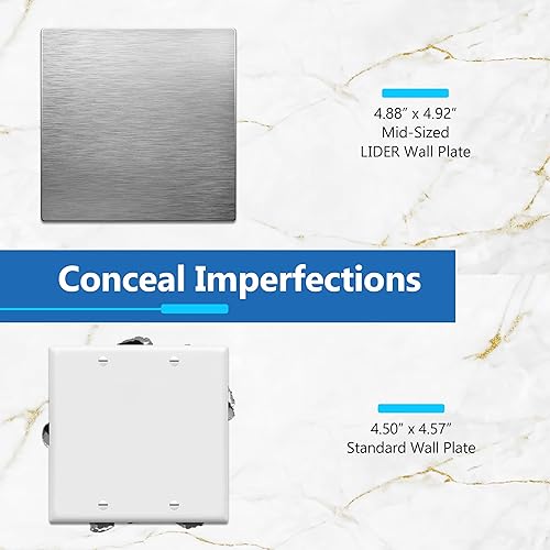 Miniatura 2 de LIDER Placa de Pared de Metal Doble Lisa, Resistente a la Temperatura e Impacto, Acero Inoxidable 304, Cubierta sin Tornillos, Actualización de