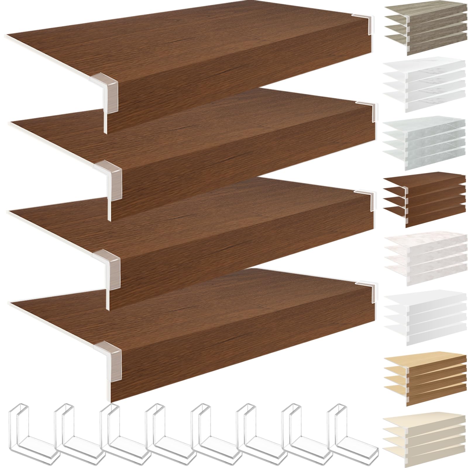 Wire Shelf Cover 4 Pcs, 41x16x3 in PVC Rack Covers for Wire Shelving Pantry and Laundry Shelves, Durable Removable Closet Decoration (Not Wood) Shelf