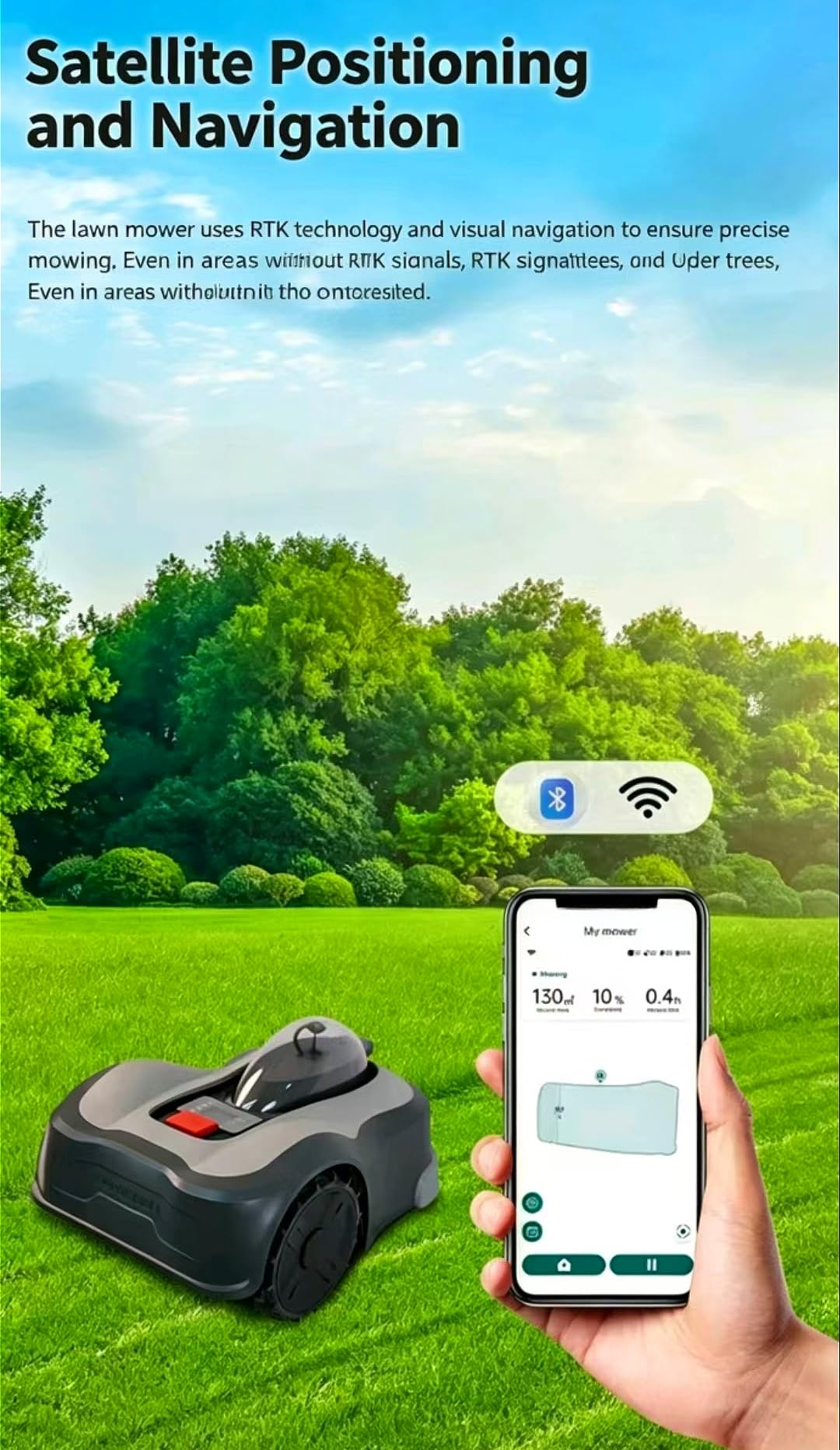 Robot tondeuse à gazon avec limite virtuelle — vue 2