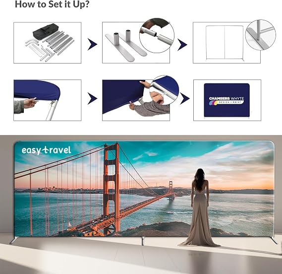 Custom Tension Fabric Banner with Stand Trade Show Backdrop Display