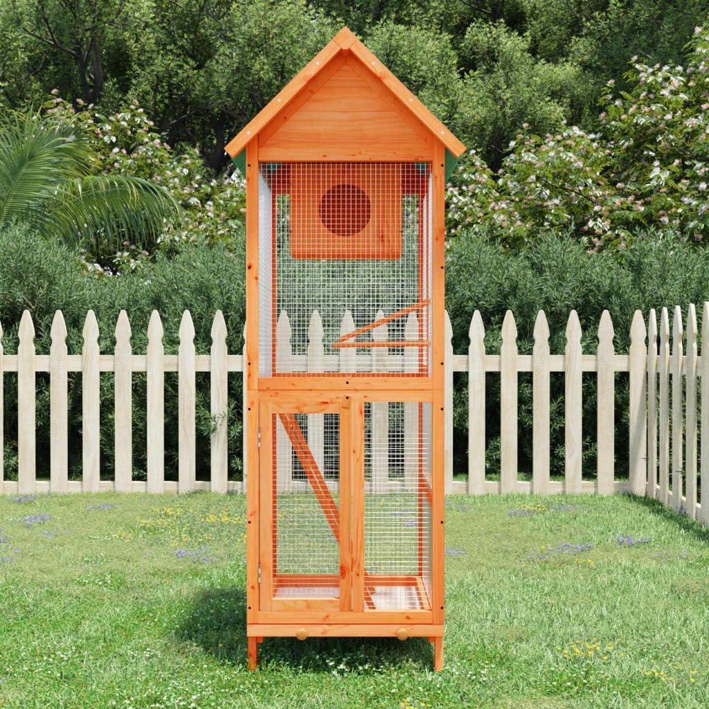 Festnight Vogelvoliere Au en mit Kotschublade Vogelk fig Holz Vogelhaus Gro  XXL Au envoliere Papageienk fig Outdoor Voliere V gel Massivholz 60x585x160 cm Wasserfestes Dach