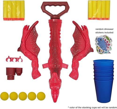 Miniatura 3 de Ziguyba Juguete de arco y flecha de dinosaurio, juguete de pterosaurio 4 en 1, pistola de juguete de dinosaurio, pistola de agua, juego de tiro con