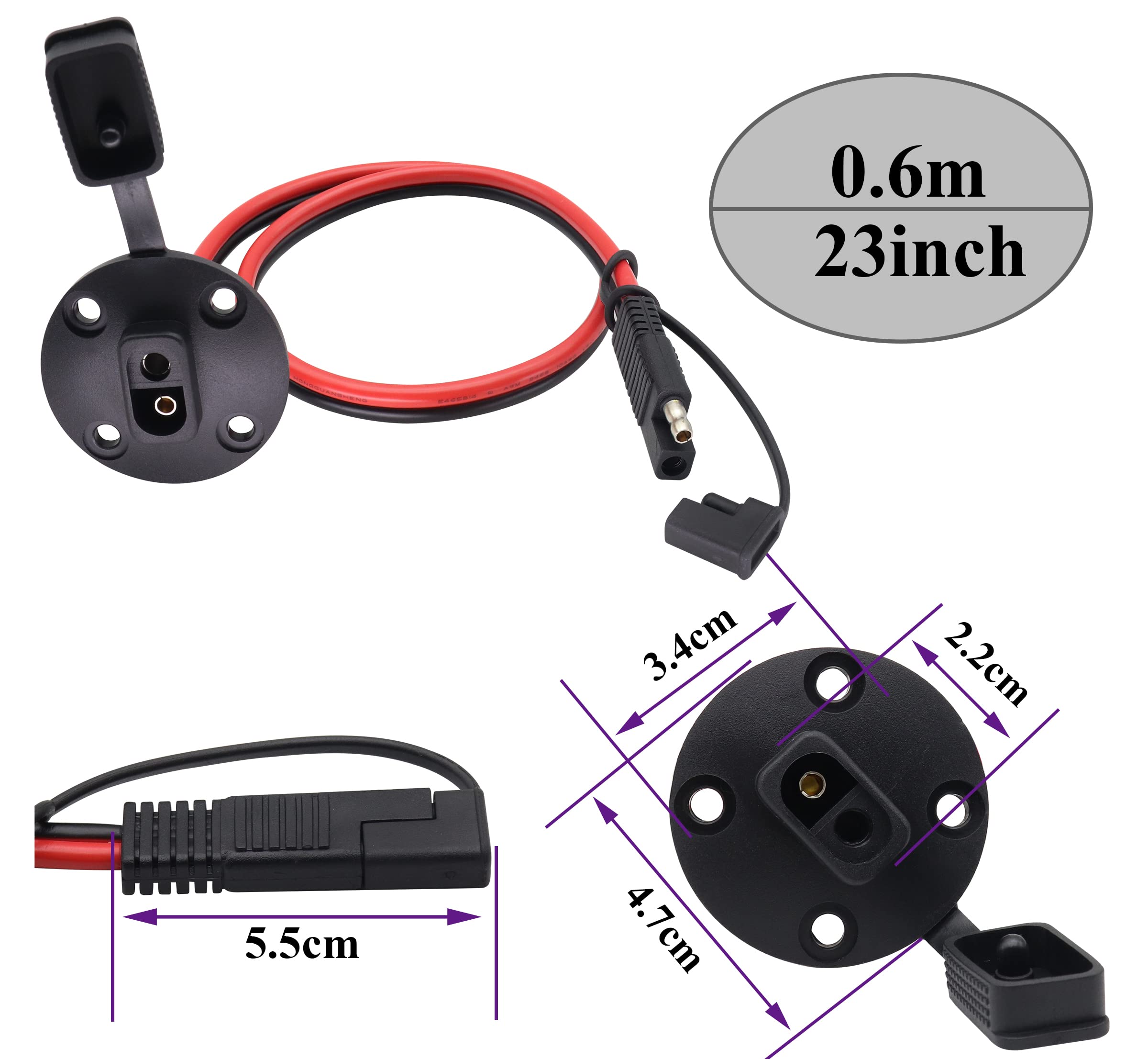 Amazon.com: AAOTOKK (2Pack 10AWG SAE Weatherproof Cable SAE Power