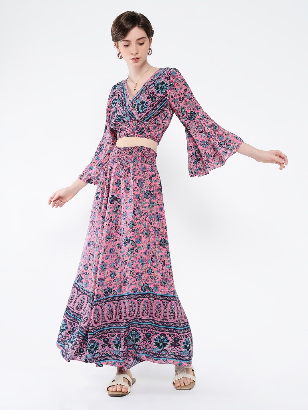 SHOWOFFFF Women's Pink Printed Co-Ords Set-DF-SL-63_Pink_XL 2