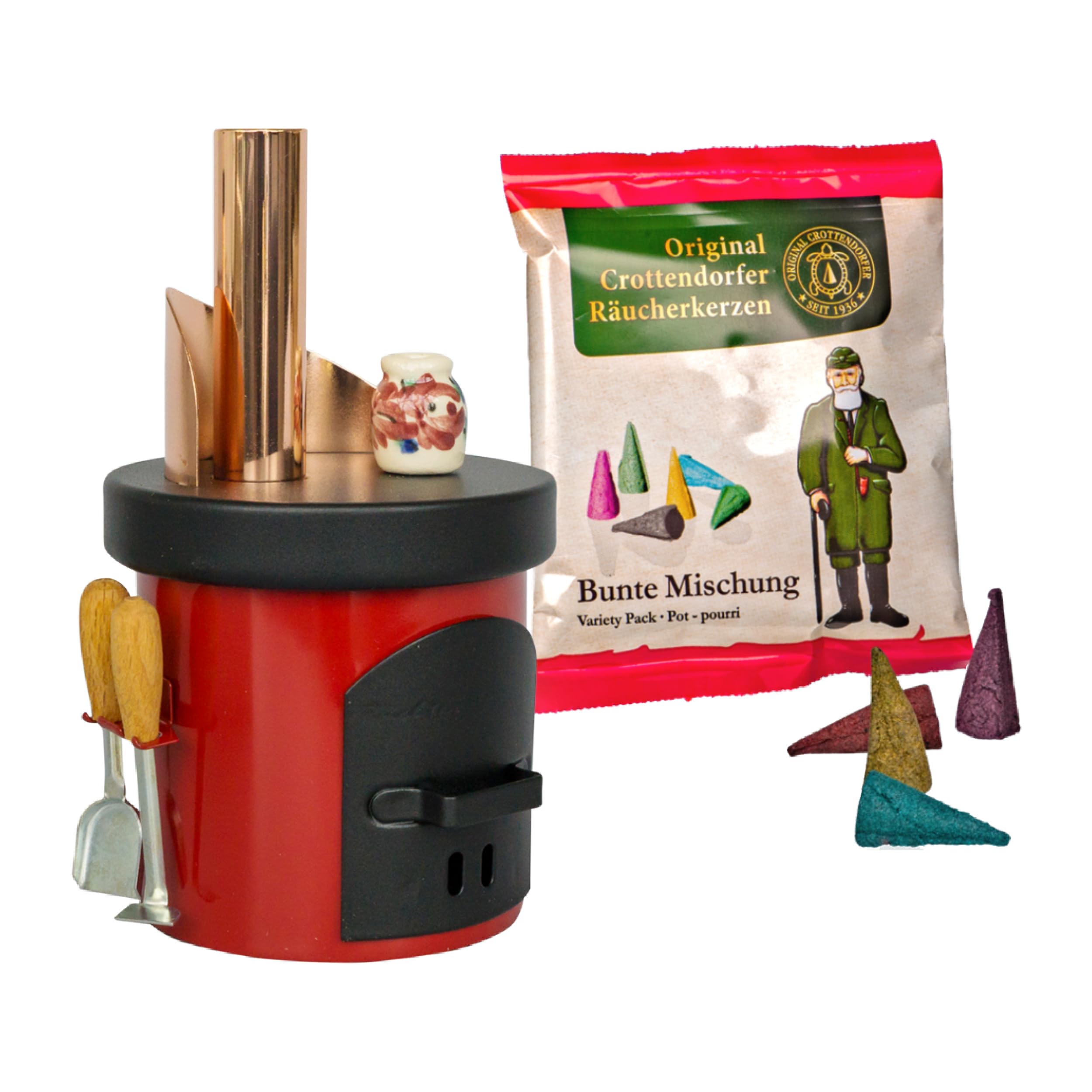 Brûleur d'encens cuisinière de cuisine en métal rouge de 13cm