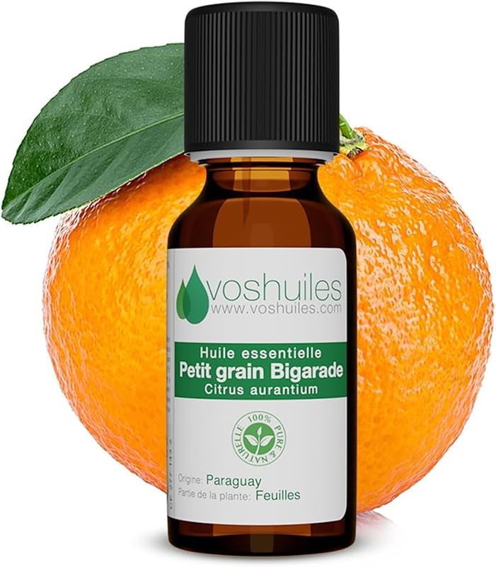 VOSHUILES - Huile Essentielle de Petit Grain Bigarade - Distillation de Feuilles de Bigaradier - Fla