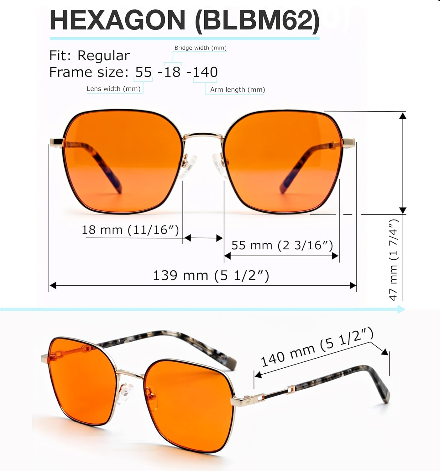 Orange Blue Light Blocking Glasses for Better Sleep - Premium Stainless Amber Orange Computer Migraine Glasses for Women & Men - Amber fl 41 Gaming Blue Light Blockers for Eye Strain & Fatigue - Image 9