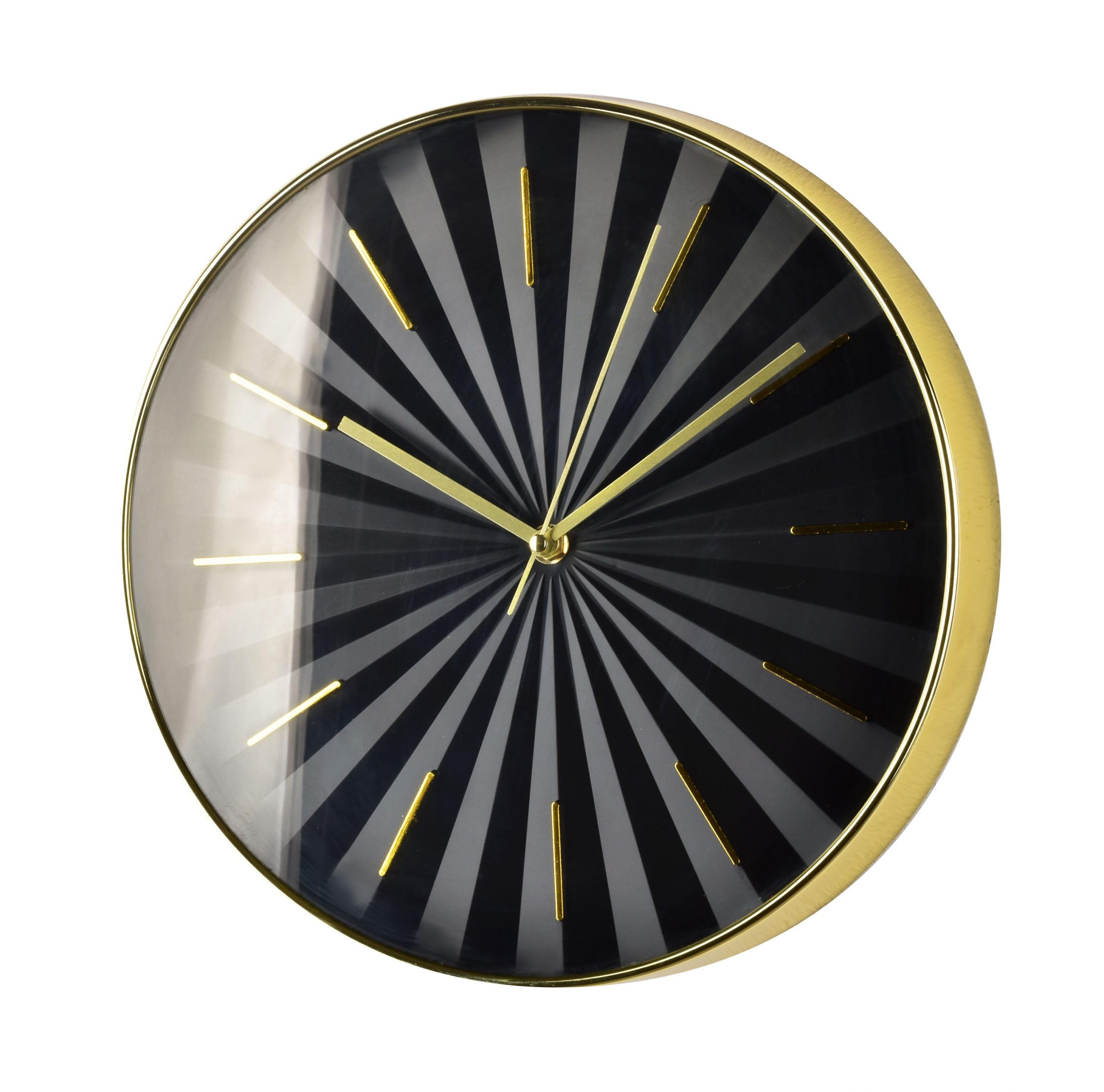 Horloge murale dorée noir Ø30 cm pendule salon moderne et silencieuse
