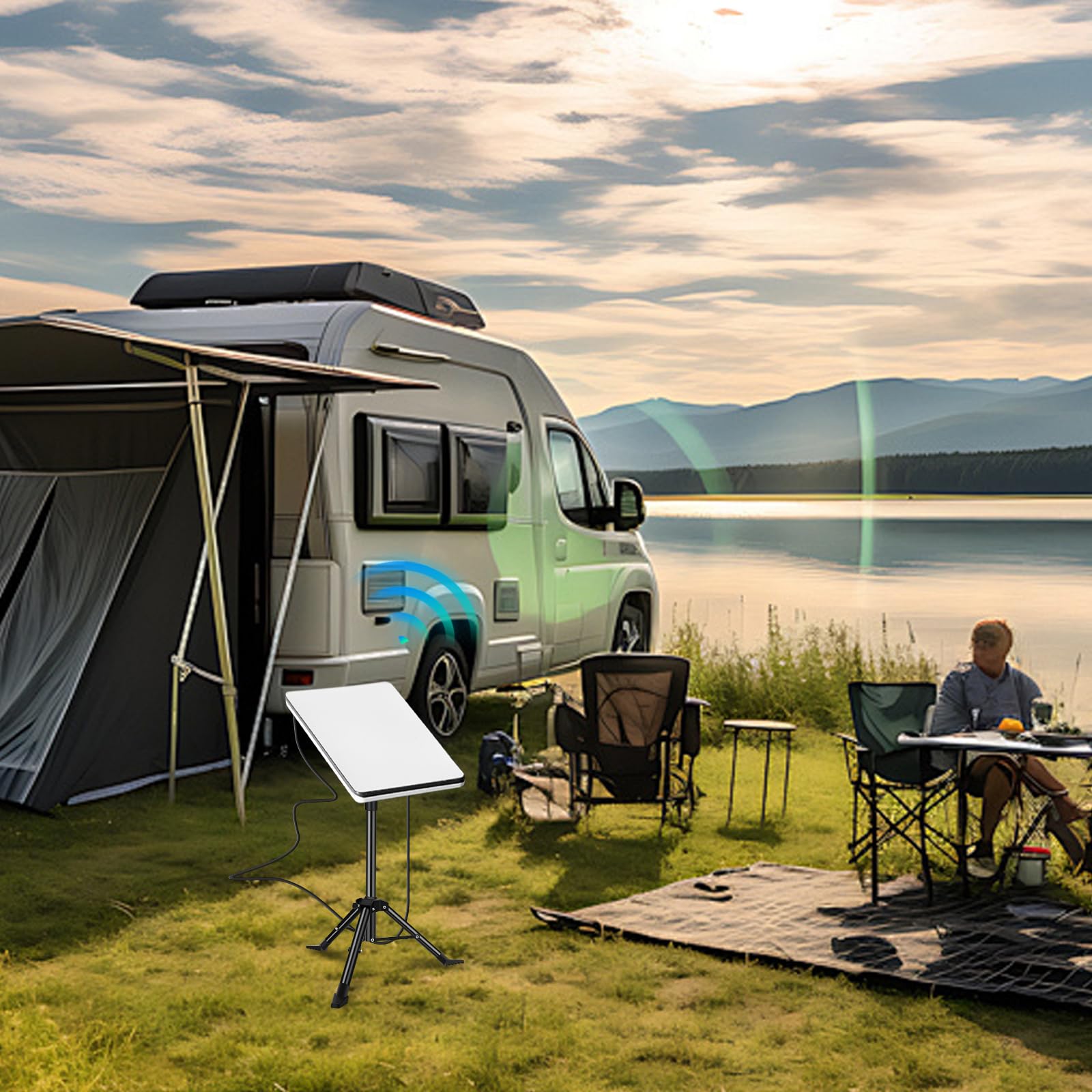 Starlink Gen 3 Support de trépied Starlink portable réglable pour camping et voyage en camping-car avec adaptateur de roue compatible avec Starlink V3 Dish
