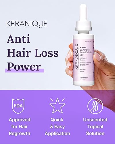 Miniatura 2 de Keranique Tratamiento para el crecimiento del cabello para mujeres, 2% de minoxidil para mujeres, crecimiento del cabello, fuerza y engrosamiento,