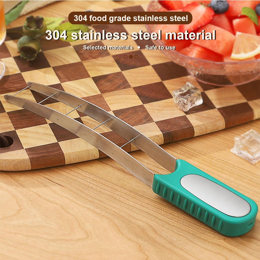 Watermelon Cutter, Stainless Steel Watermelon Fork Slicer Cutter, Portable Melon Slicer Tool with Ergonomic Handle for Kitchen (Style C)