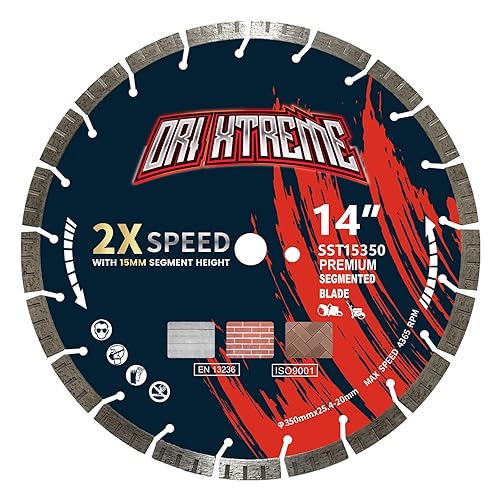 Vista 56 de Hoja de sierra de diamante de 10 pulgadas, 5 piezas, hoja segmentada de uso general para hormigón de corte seco/húmedo, mampostería, ladrillo