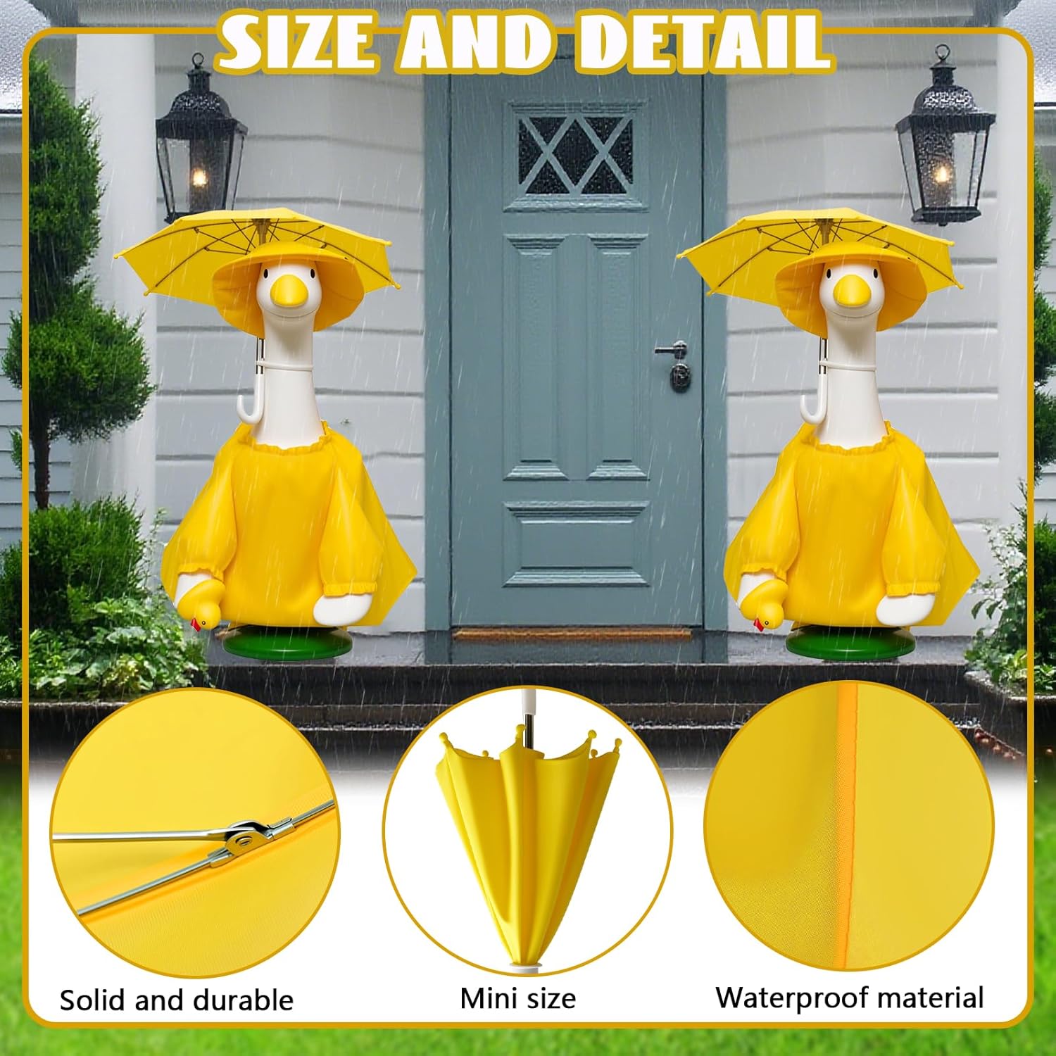 Porches Goose Raincoat Garden Decor, Porches Goose Outfit Dress up for 23 inches Goose Statue - Outdoor Statue Outfit Dress Up & Clothing for Patio Yard Decoration and Patio - Image 5