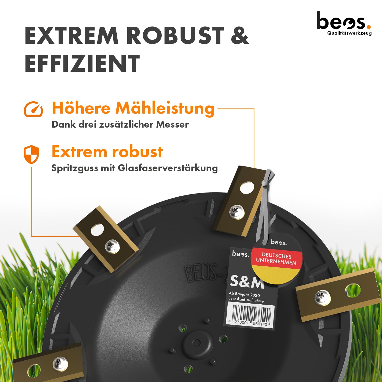 beos Premium Mähroboter Tuning-Messerteller für 6x Klingen - glasfaserverstärkte Messerscheibe - Drehscheibe kompatible mit Worx Landroid S&M (ab 2020) & Landxcape