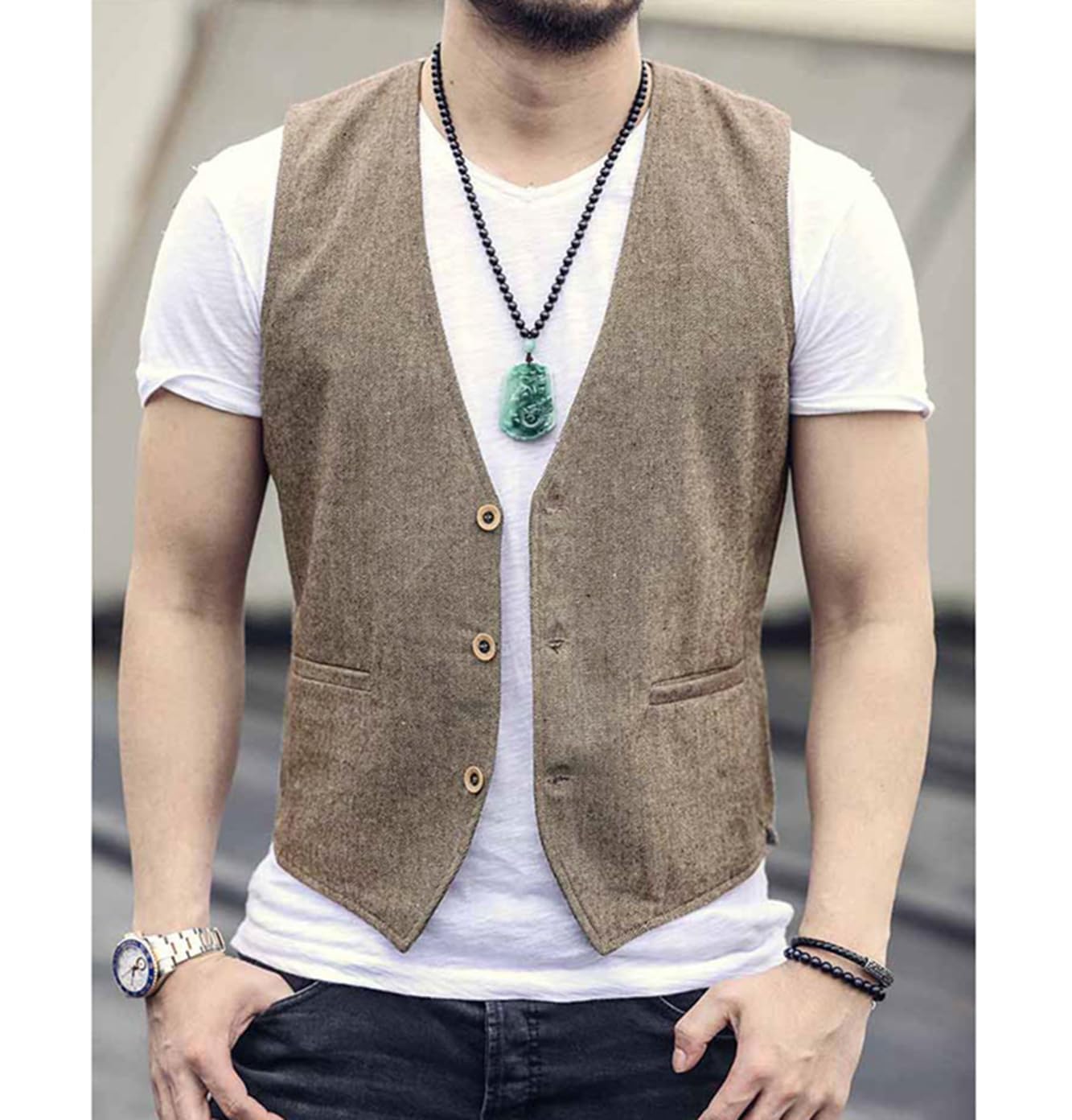 Gilet estivo da uomo in cotone casual per matrimonio