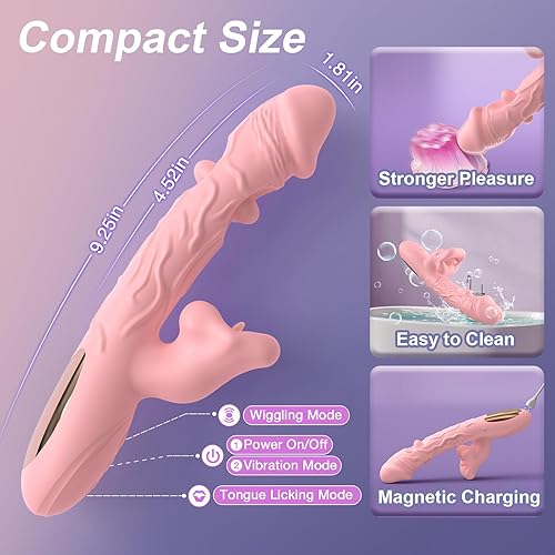 Miniatura 6 de Juguetes sexuales con vibrador de punto G, vibrador de lengua 3 en 1, juguete sexual para adultos con 6 meneos, 7 lamer y 10 modos de vibración,