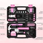 DEKO Pink Tool Kit: pour les femmes femmes, Kit d'outils à la maison, DIY & Outils, Kits d'outils pour la maison, Kit d'outil à main pour les femmes, 62 Pièces