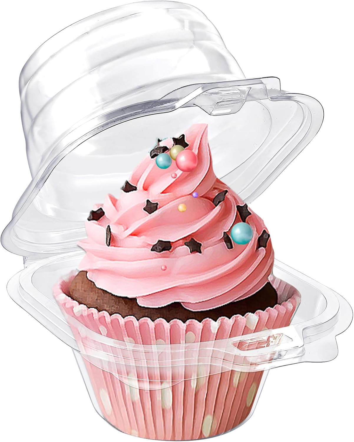 Vyndicca 50 Pack Individual Cupcake Containers, Clear