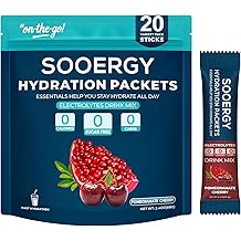 Electrolytes Powder Packets Sugar Free Hydration Packets, Liquid Daily IV Electrolyte Drink Mixex for Rehydration with Electrolytes, Vitamins, 0 Calorie, Cherry Pomegranate 20 Sticks
