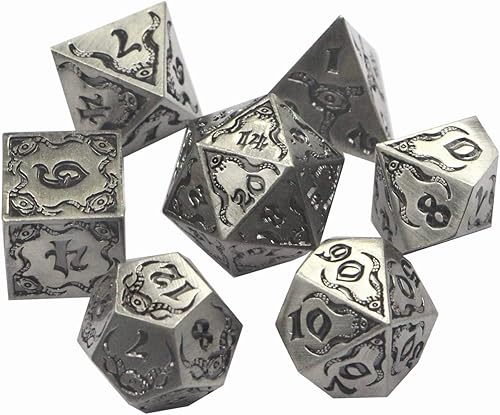 Juego de dados de metal DND de níquel antiguo, dados grandes y pesados para Call of Cthulhu, Dungeons and Dragons
