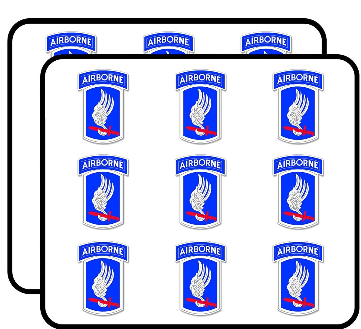173rd Airborne Seal Shield Shaped (173 Logo red Sword Wing) Sticker for Scrapbooking, Calendars, Arts, Album, Bullet Journals 2" 18 Pack