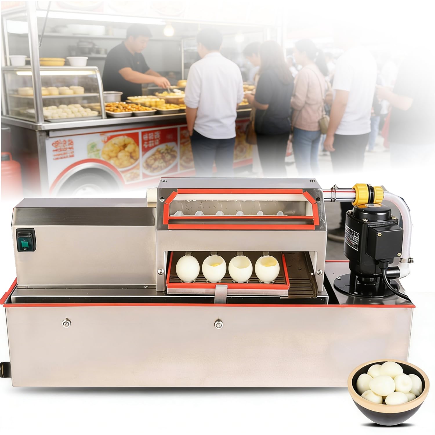 Máquina peladora de huevos de codorniz con motor totalmente cerrada, descascaradora silenciosa de acero inoxidable para el hogar y pequeñas empresas
