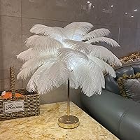 Vista 4 de ASHATA Lámpara de plumas con interruptor táctil, lámpara de mesa de plumas, interruptor táctil, lámpara de plumas de avestruz USB, lámpara