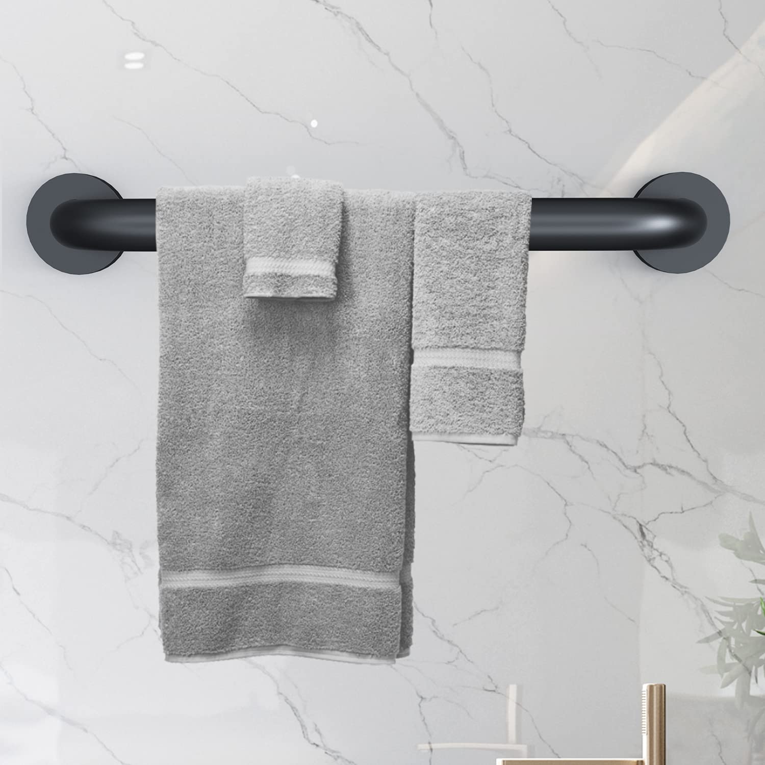 Leyden (TM atención en el hogar mate negro oculta para baño agarre ducha Grab Bar, latón macizo, acabado en bronce aceitado