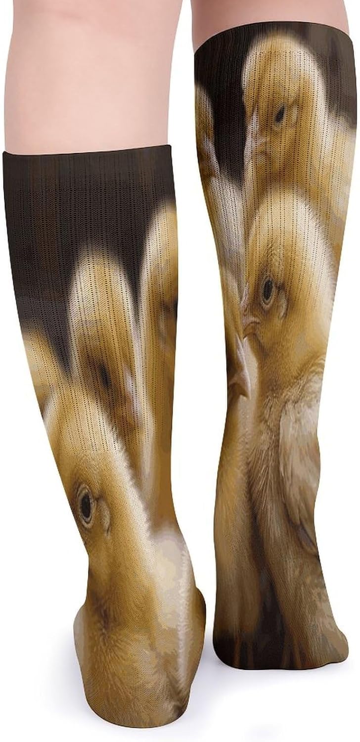 Little Chickens Crew Socks High Stocking Thermal Socks | Tube Socks-Breathable-Moisture-Soft-wicking for Hospital Pilates Yoga for women men Grippy for office and daily walking