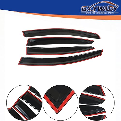 Miniatura 5 de GXYWADY Visera de ventana con moldura tintada negra, deflector de ventilación, viseras de ventana, protector de lluvia, deflector de repuesto para