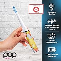 Vista 231 de Cepillo de dientes eléctrico Pop Sonic (plata metálica) – Cepillos de dientes de viaje con batería AAA Cepillos de dientes eléctricos para niños