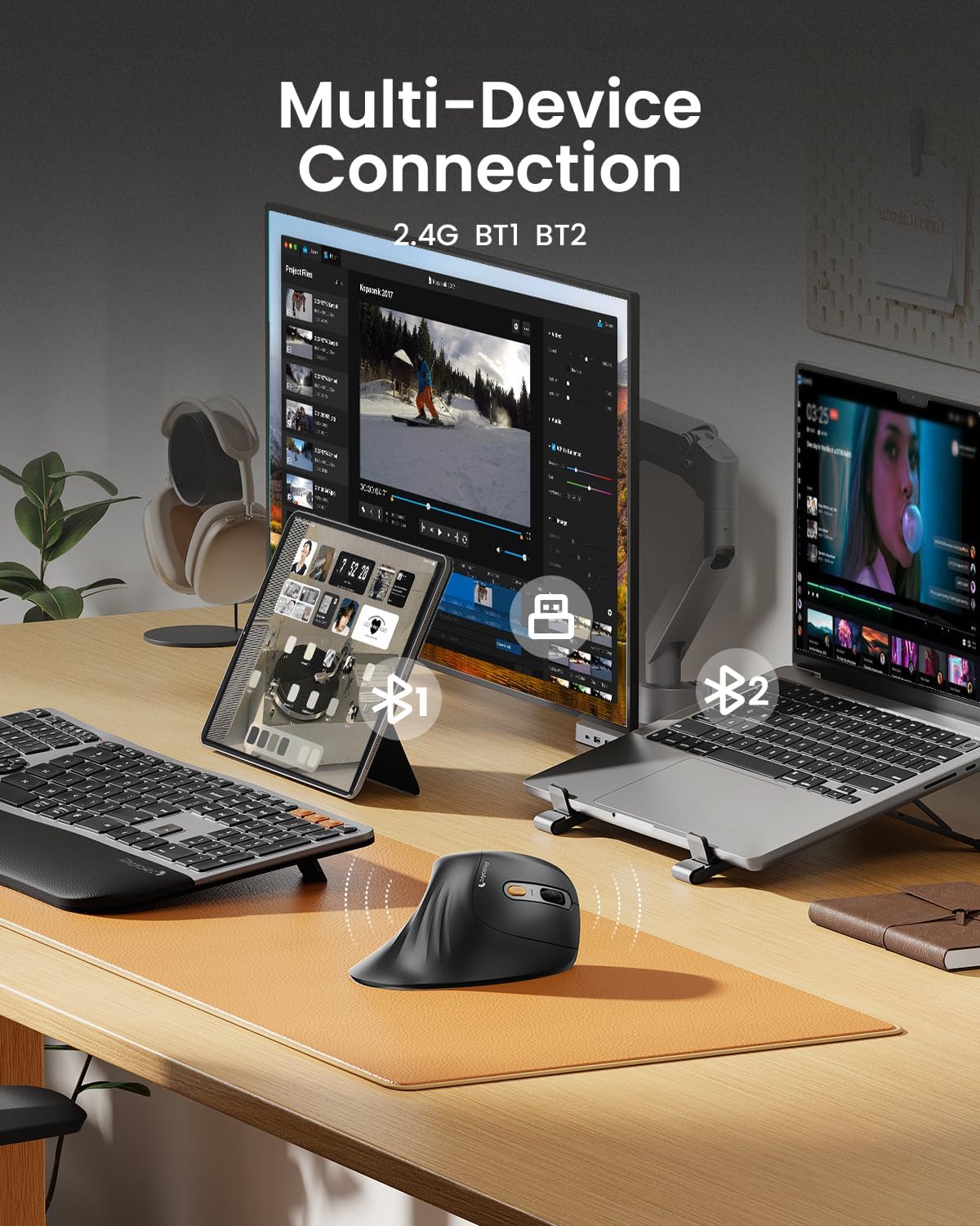 Hand holding the ProtoArc EM11 NL ergonomic mouse in a natural handshake position