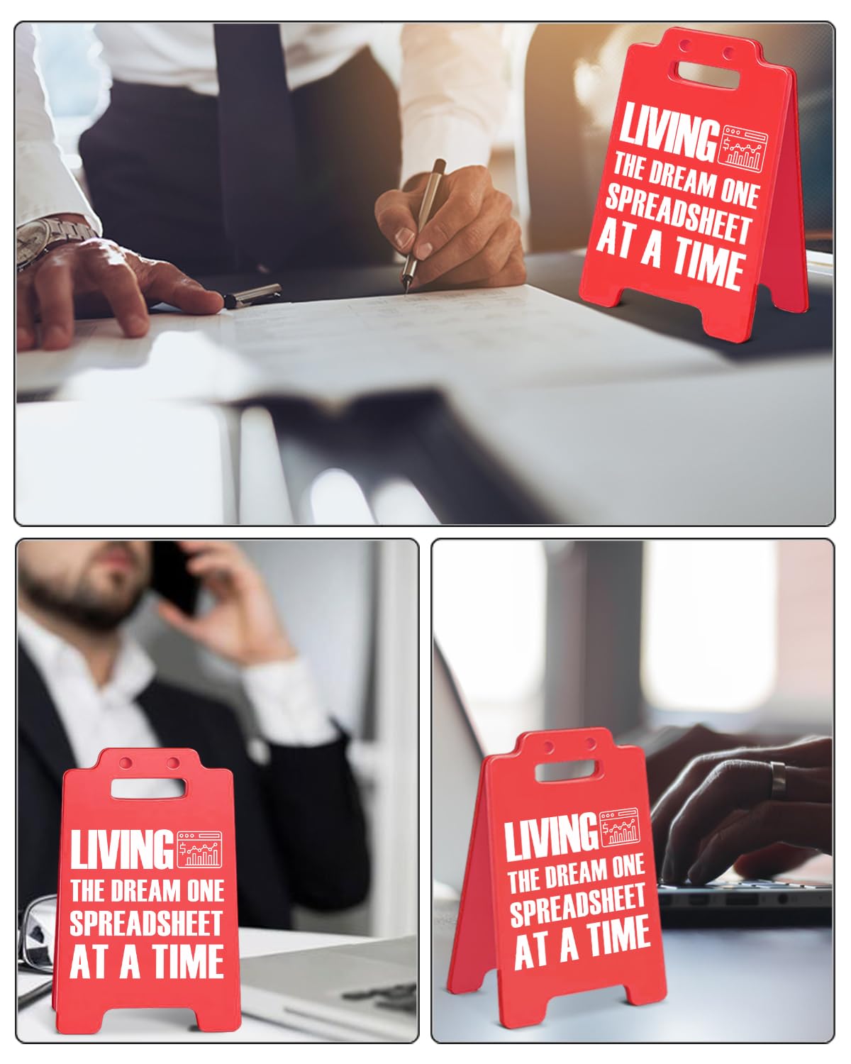 Divertente cartello decorativo per scrivania da ufficio Living the Dream One Spreadsheet at a Time Sign Cubile Decorations Sarcastico Regali per ufficio per contabile collega capo