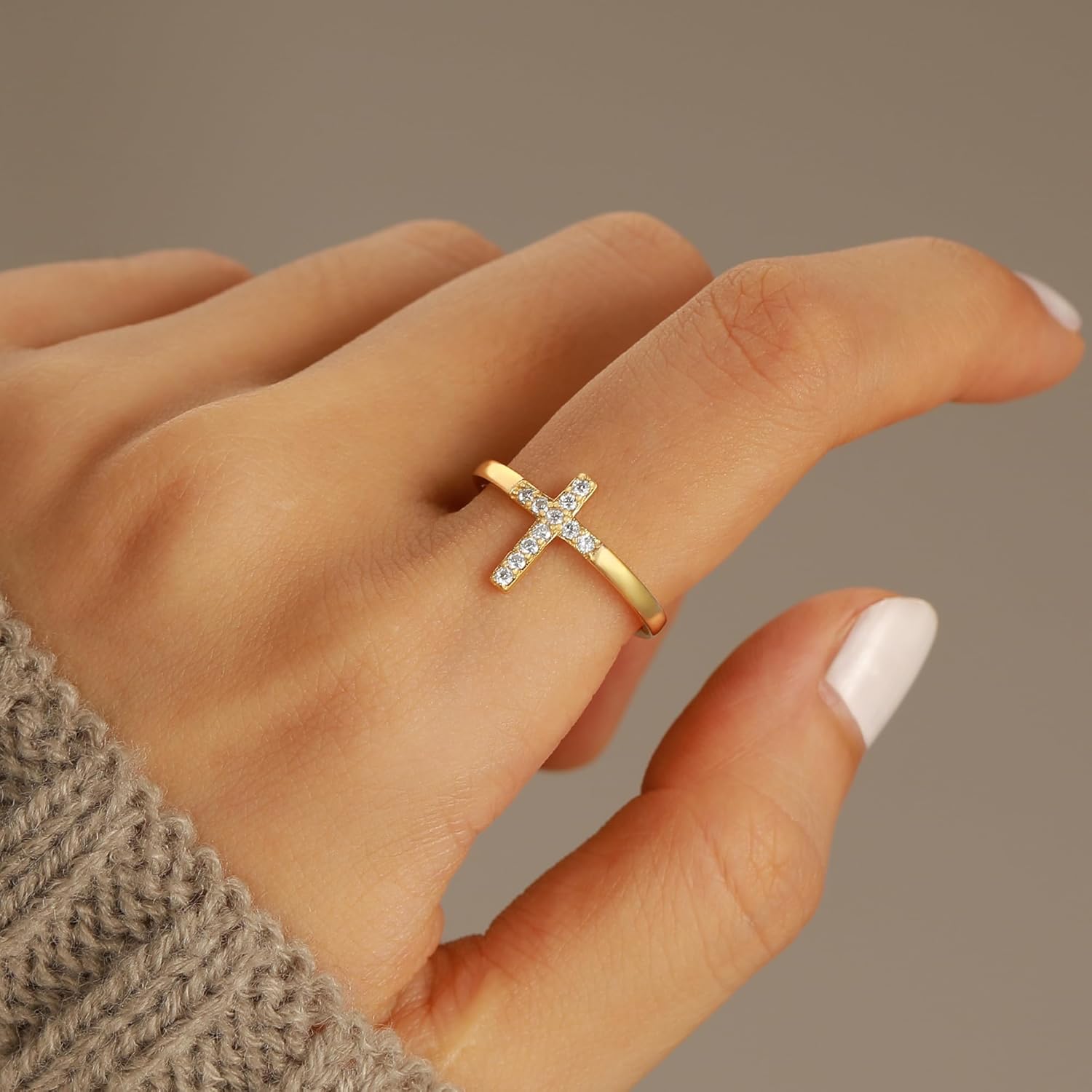925 Sterling Silver Cross Rings for Women Purity Ring Cubic Zirconia Rings Trust God Faith Jesus Christian Ring Eternity Band Promise Ring for Her Religious Confirmation Baptism Mothers Day Gifts