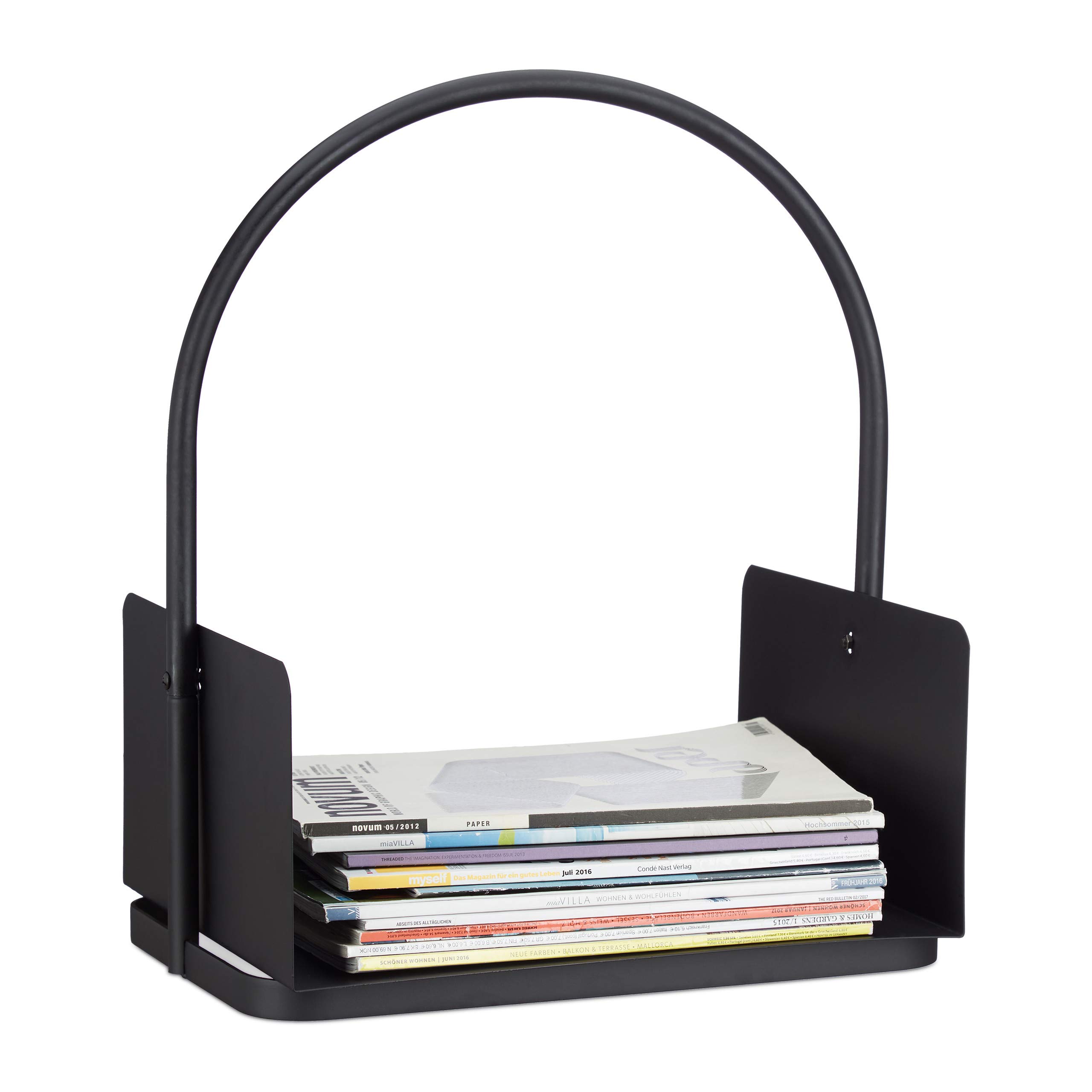 Relaxdays Cesto Portalegna da Camino Contenitore Grande Culla per Legname Metallo HxLxP 47 x 40 x 30 cm nero