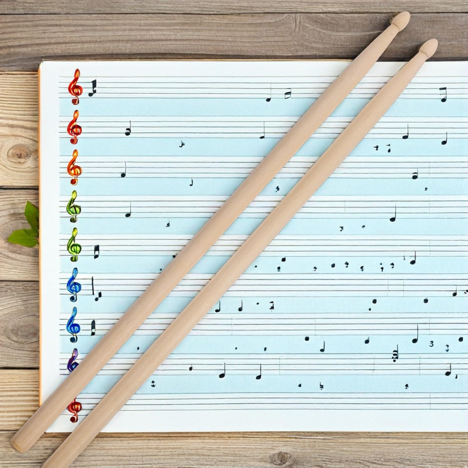 Baquetas de Madera 5a, 12 Pares, para Percusión y Práctica | Color Beige, Acabado Preciso y Agarre Cómodo, para Enseñanza y Estudios Musicales, Uso Versátil