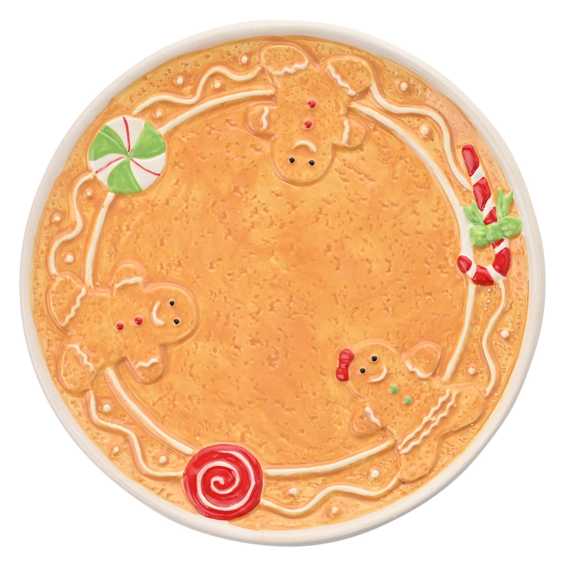 Widdop and Co The Seasonal Gift - Gingerbread Plate 21cm - Glazed Ceramic Serving Plate - Whimsical Christmas Home Decor & Homeware Gifting Present for Xmas, Noel, Kitchen & Dining.