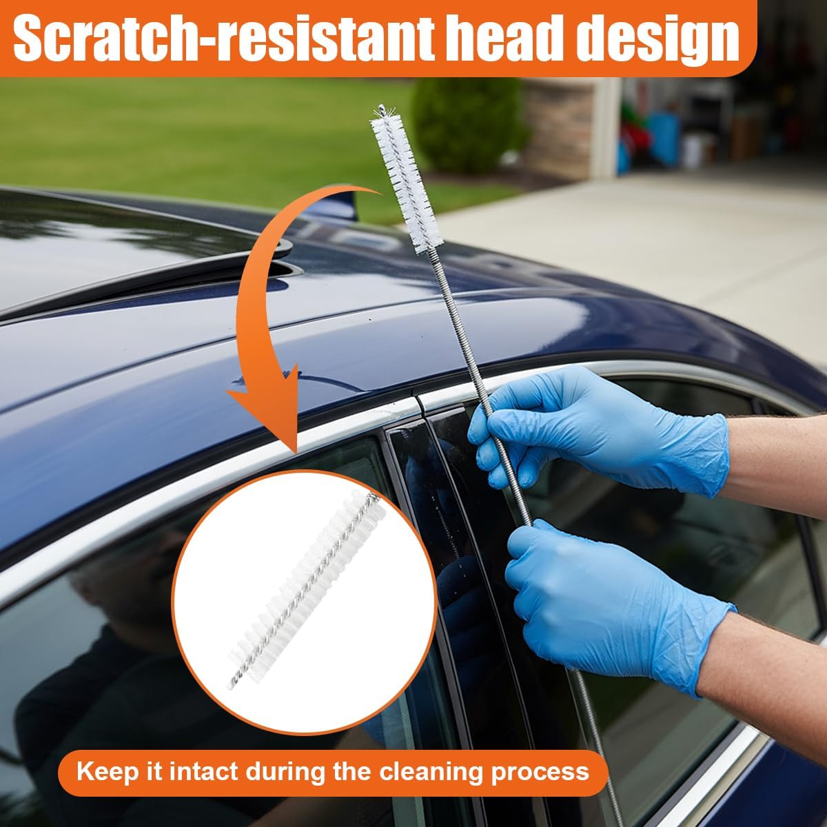 61 Inch Flexible Long Drain Brush, Nylon Stainless Steel Cleaner Tool, Feeding Tube Cleaning Brush, Drain Hole Cleaner, Double Ended Hose Pipe Brush for Car, Fridge. Pipe, Sink (155CM)