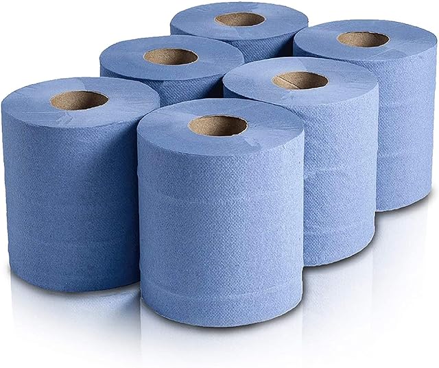 EPISENT Centrefeed Blue Hand Towel Rolls - Multipurpose Kitchen Towel for Cleaning Commercial & Home - Quality Recycled Paper - Environment Friendly Kitchen Roll - 2PLY Pack of 12 Laminated Rolls