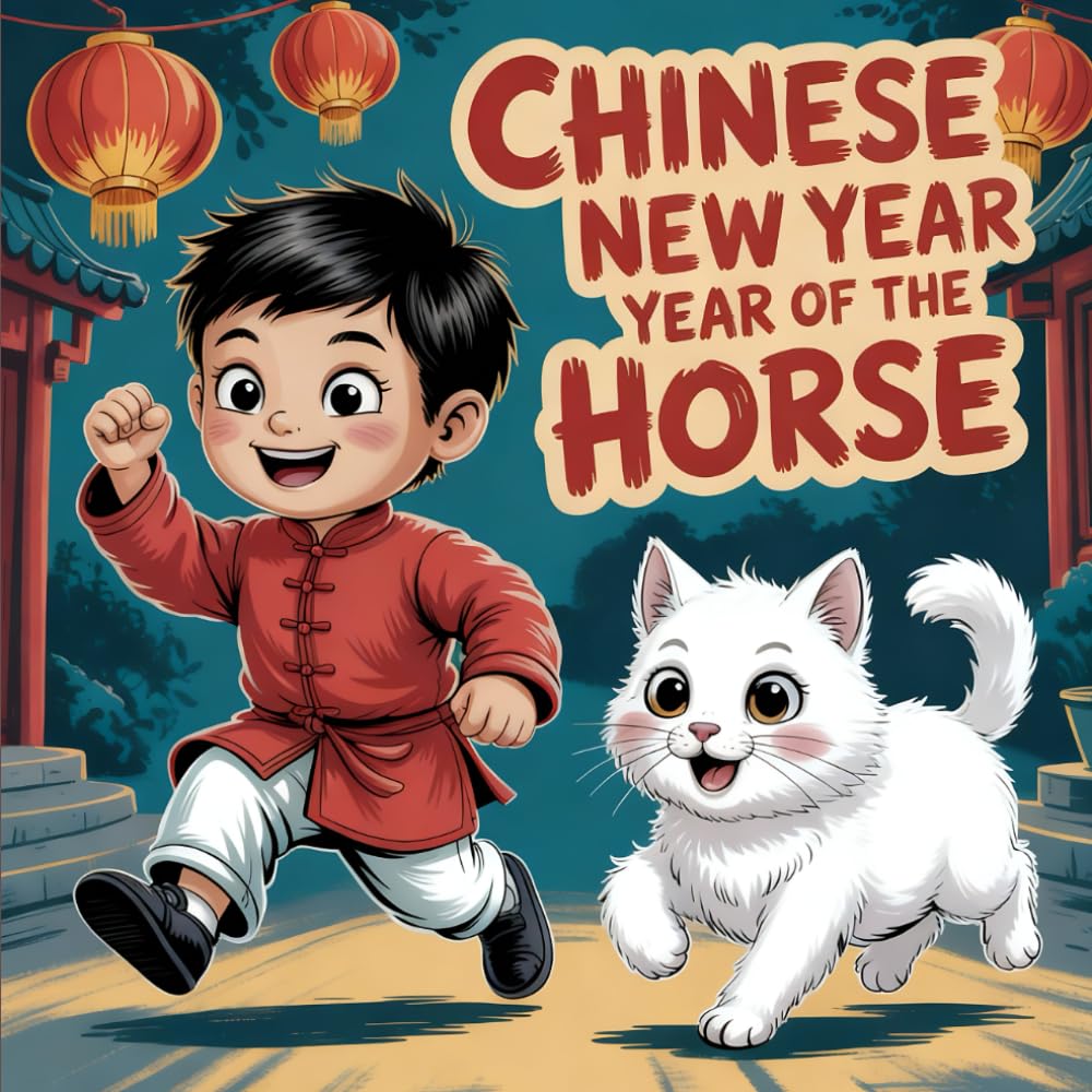 Lunar Chinese New Year book for kids Year of the Horse: A Fun Celebration Story for Ages 3–8 with Li and His Playful Cat Zodiac Animals, Festive Traditions, Family Joy, and Cultural children Learning