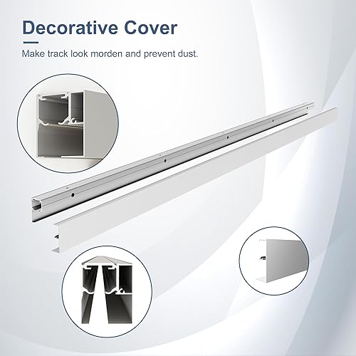 Miniatura 3 de JUBEST Kit de riel de puerta corredera de granero de 6 pies, riel de caja de aluminio montado en la pared, kit de herrajes para puertas de granero