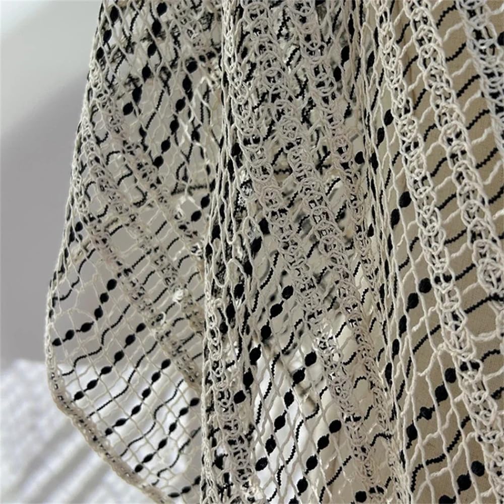 Malla Resistente de Nailon y Spandex, Tela a Rayas Tejida Hueca Hecha a Mano Ropa de Malla DIY Costura por Metro Beige 1-1,5 m | 1.5 meters