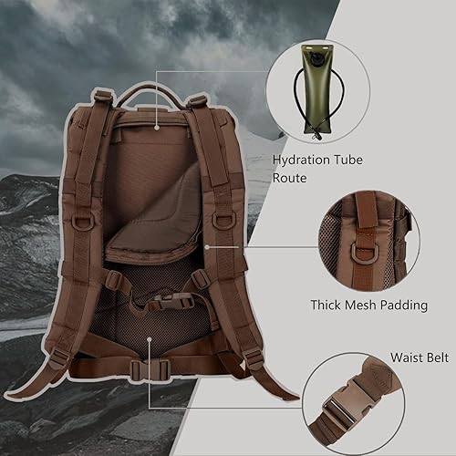 Vista 40 de Mochila táctica militar para campamento de 3 días, equipo de asalto para transportar carga, ligero y modular, Negro