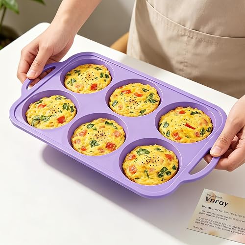 Vnray 4 Inch Jumbo Silicone Muffin Top Pan with Frame