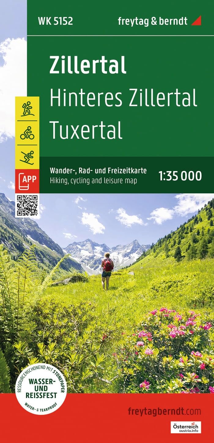 Zillertal, hiking, cycling and leisure map by  Freytag-Berndt - 9783707920710